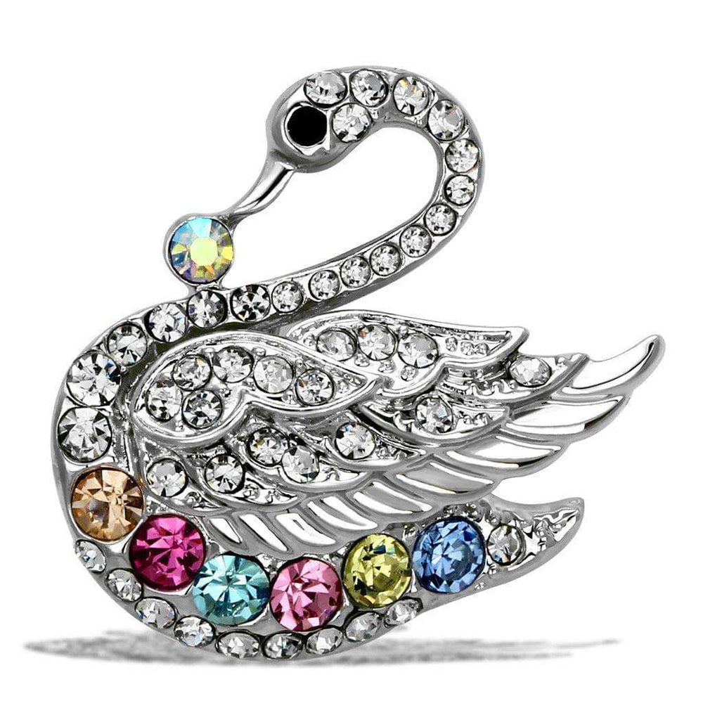 Alamode Imitation Rhodium White Metal Brooches with Top Grade Crystal in Multi Color - Alamode - Flyclothing LLC