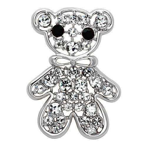 Alamode Imitation Rhodium White Metal Brooches with Top Grade Crystal in Clear - Alamode - Flyclothing LLC
