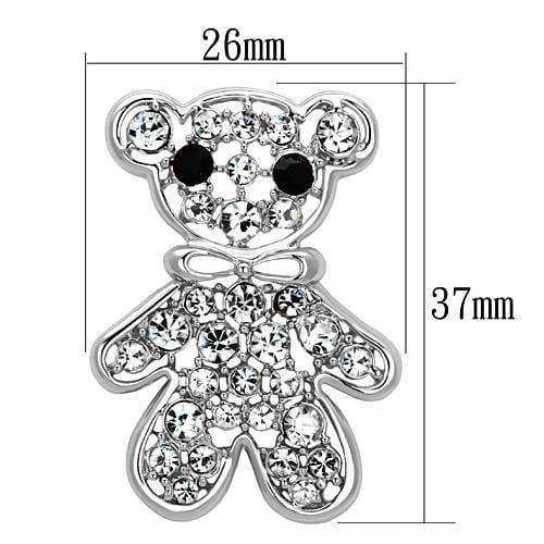 Alamode Imitation Rhodium White Metal Brooches with Top Grade Crystal in Clear - Alamode - Flyclothing LLC