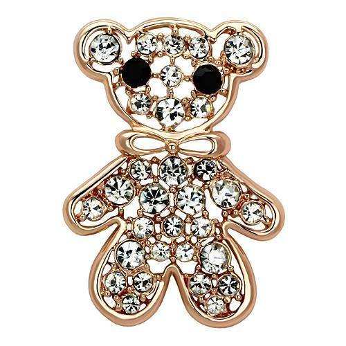 Alamode Flash Rose Gold White Metal Brooches with Top Grade Crystal in Clear - Alamode - Flyclothing LLC