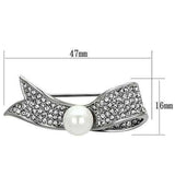Alamode Imitation Rhodium White Metal Brooches with Synthetic Pearl in White - Alamode - Flyclothing LLC