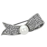 Alamode Imitation Rhodium White Metal Brooches with Synthetic Pearl in White - Alamode - Flyclothing LLC