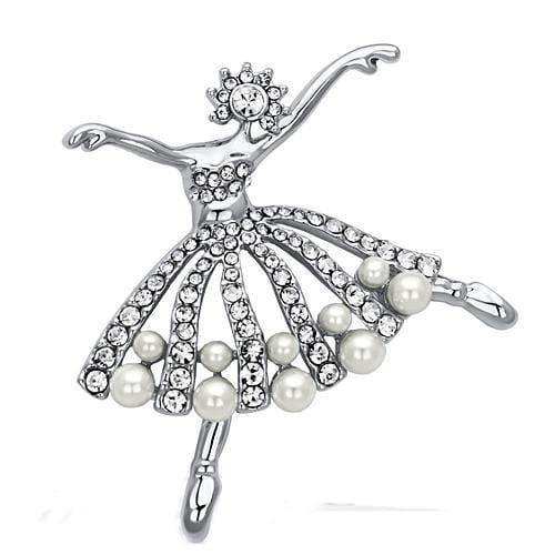 Alamode Imitation Rhodium White Metal Brooches with Synthetic Pearl in White - Alamode - Flyclothing LLC