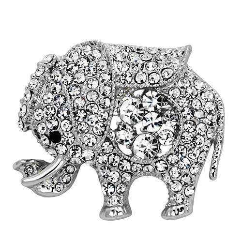 Alamode Imitation Rhodium White Metal Brooches with Top Grade Crystal in Clear - Alamode - Flyclothing LLC