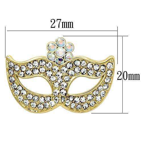 Alamode Flash Gold White Metal Brooches with Top Grade Crystal in Aurora Borealis (Rainbow Effect) - Alamode - Flyclothing LLC