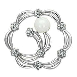 Alamode Imitation Rhodium White Metal Brooches with Synthetic Pearl in White - Alamode - Flyclothing LLC