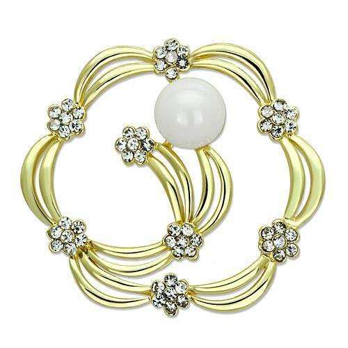 Alamode Flash Gold White Metal Brooches with Synthetic Pearl in White - Alamode - Flyclothing LLC