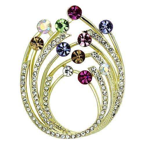 Alamode Flash Gold White Metal Brooches with Top Grade Crystal in Multi Color - Alamode - Flyclothing LLC