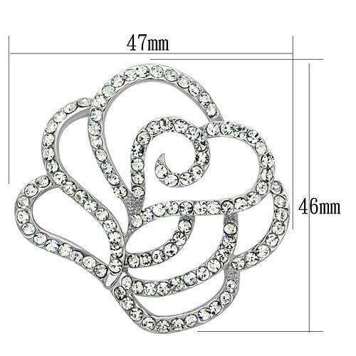 Alamode Imitation Rhodium White Metal Brooches with Top Grade Crystal in Clear - Alamode - Flyclothing LLC