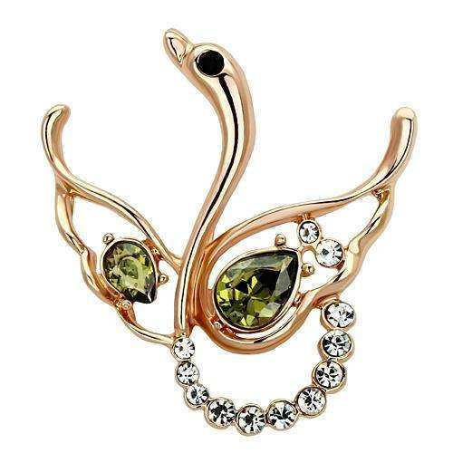 Alamode Flash Gold White Metal Brooches with Top Grade Crystal in Olivine color - Alamode - Flyclothing LLC