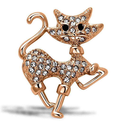 Alamode Imitation Rhodium White Metal Brooches with Top Grade Crystal in Clear - Alamode - Flyclothing LLC