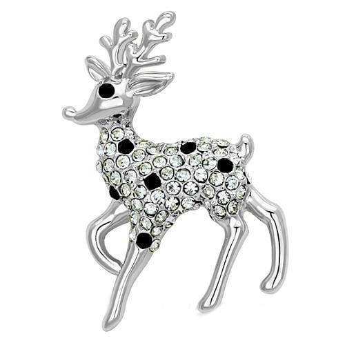 Alamode Imitation Rhodium White Metal Brooches with Top Grade Crystal in Jet - Alamode - Flyclothing LLC