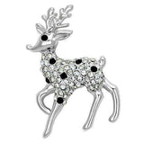 Alamode Imitation Rhodium White Metal Brooches with Top Grade Crystal in Jet - Alamode - Flyclothing LLC