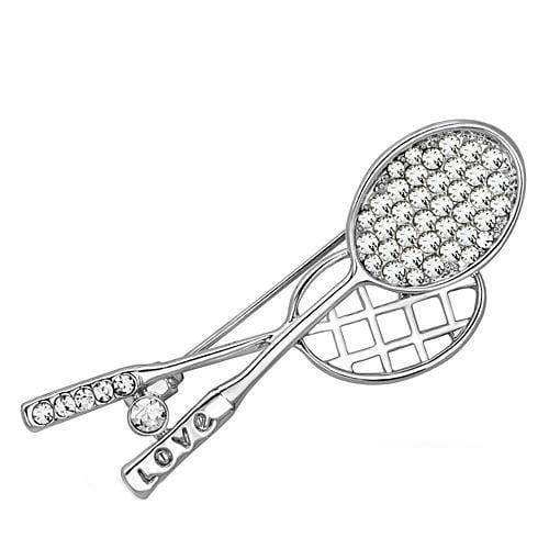 Alamode Imitation Rhodium White Metal Brooches with Top Grade Crystal in Clear - Alamode - Flyclothing LLC