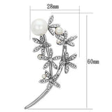 Alamode Imitation Rhodium White Metal Brooches with Synthetic Pearl in White - Alamode - Flyclothing LLC