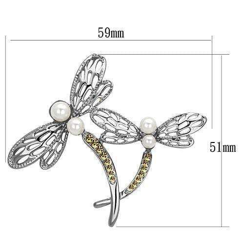 Alamode Imitation Rhodium White Metal Brooches with Synthetic Pearl in White - Alamode - Flyclothing LLC