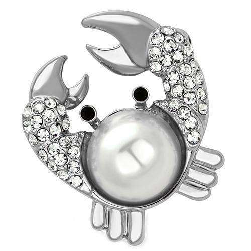 Alamode Imitation Rhodium White Metal Brooches with Synthetic Pearl in White - Alamode - Flyclothing LLC