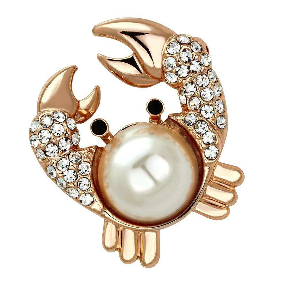 Alamode Flash Rose Gold White Metal Brooches with Synthetic Pearl in White - Alamode - Flyclothing LLC
