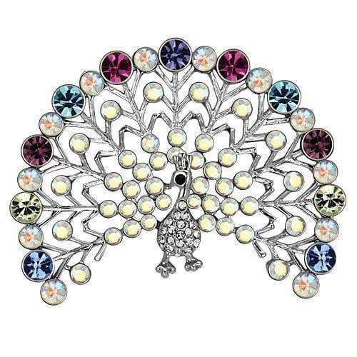 Alamode Imitation Rhodium White Metal Brooches with Top Grade Crystal in Multi Color - Alamode - Flyclothing LLC