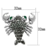 Alamode Imitation Rhodium White Metal Brooches with Top Grade Crystal in Emerald - Alamode - Flyclothing LLC