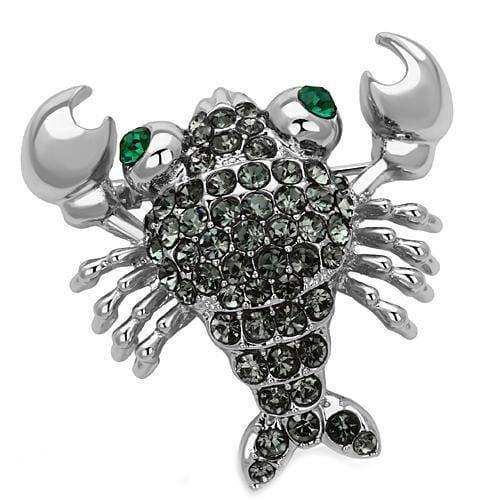 Alamode Imitation Rhodium White Metal Brooches with Top Grade Crystal in Emerald - Alamode - Flyclothing LLC