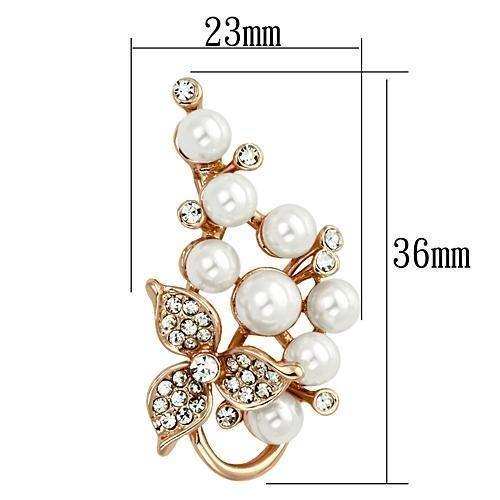 Alamode Flash Rose Gold White Metal Brooches with Synthetic Pearl in White - Alamode - Flyclothing LLC