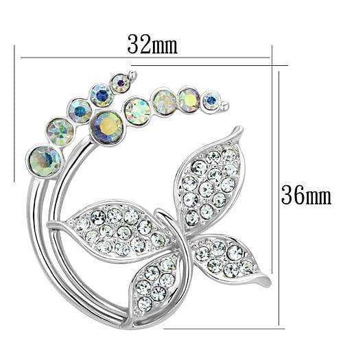 Alamode Imitation Rhodium White Metal Brooches with Top Grade Crystal in Aurora Borealis (Rainbow Effect) - Alamode - Flyclothing LLC