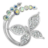 Alamode Imitation Rhodium White Metal Brooches with Top Grade Crystal in Aurora Borealis (Rainbow Effect) - Alamode - Flyclothing LLC