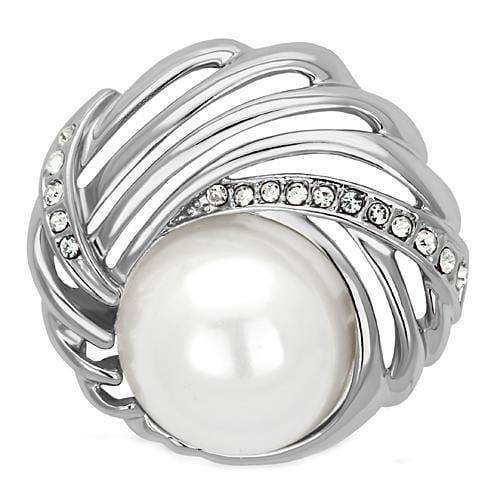 Alamode Imitation Rhodium White Metal Brooches with Synthetic Pearl in White - Alamode - Flyclothing LLC