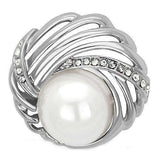 Alamode Imitation Rhodium White Metal Brooches with Synthetic Pearl in White - Alamode - Flyclothing LLC
