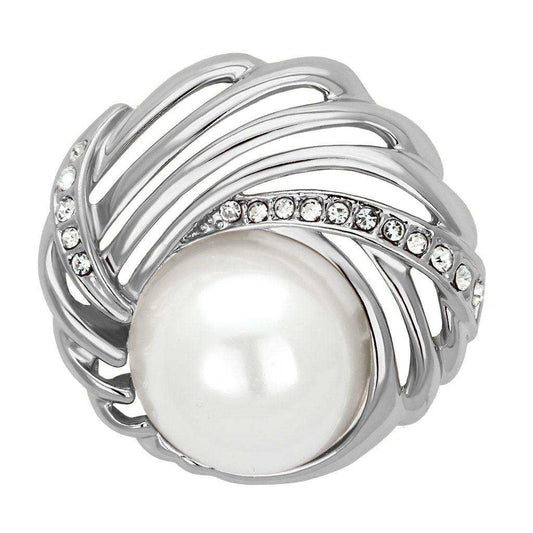 Alamode Flash Rose Gold White Metal Brooches with Synthetic Pearl in White - Alamode - Flyclothing LLC