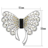 Alamode Imitation Rhodium White Metal Brooches with Synthetic Pearl in Jet - Alamode - Flyclothing LLC
