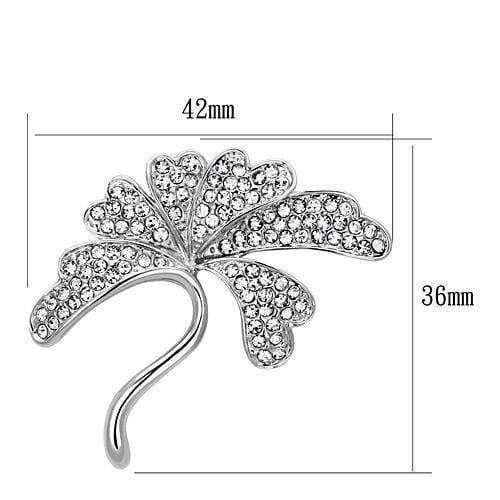 Alamode Imitation Rhodium White Metal Brooches with Top Grade Crystal in Clear - Alamode - Flyclothing LLC