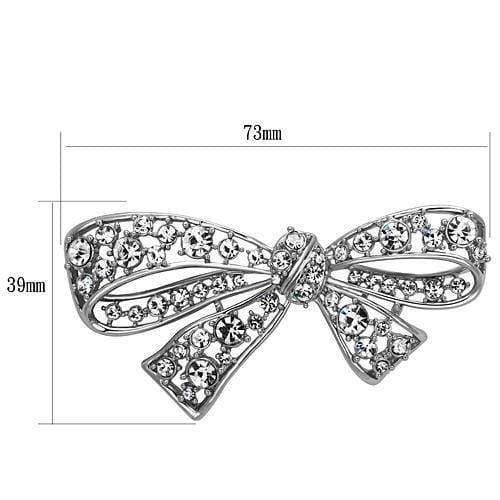 Alamode Imitation Rhodium White Metal Brooches with Top Grade Crystal in Clear - Alamode - Flyclothing LLC