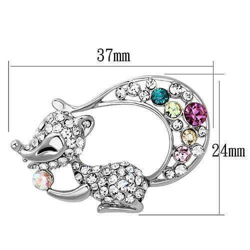 Alamode Imitation Rhodium White Metal Brooches with Top Grade Crystal in Multi Color - Alamode - Flyclothing LLC