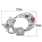 Alamode Imitation Rhodium White Metal Brooches with Top Grade Crystal in Multi Color - Alamode - Flyclothing LLC