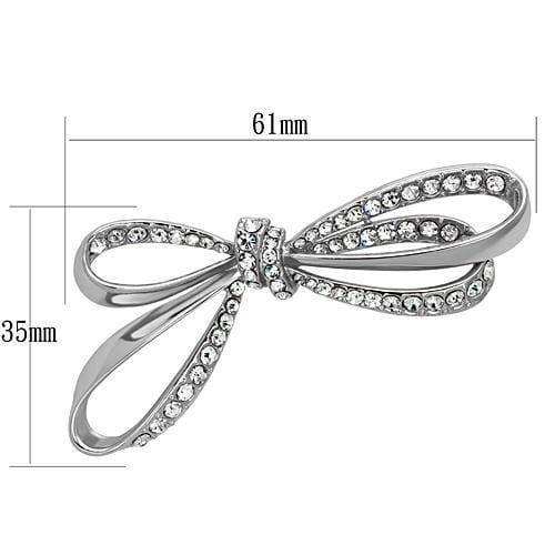 Alamode Imitation Rhodium White Metal Brooches with Top Grade Crystal in Clear - Alamode - Flyclothing LLC