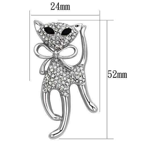Alamode Imitation Rhodium White Metal Brooches with Top Grade Crystal in Jet - Alamode - Flyclothing LLC