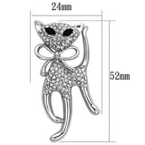 Alamode Imitation Rhodium White Metal Brooches with Top Grade Crystal in Jet - Alamode - Flyclothing LLC