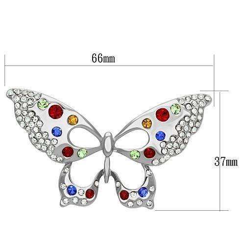 Alamode Imitation Rhodium White Metal Brooches with Top Grade Crystal in Multi Color - Alamode - Flyclothing LLC
