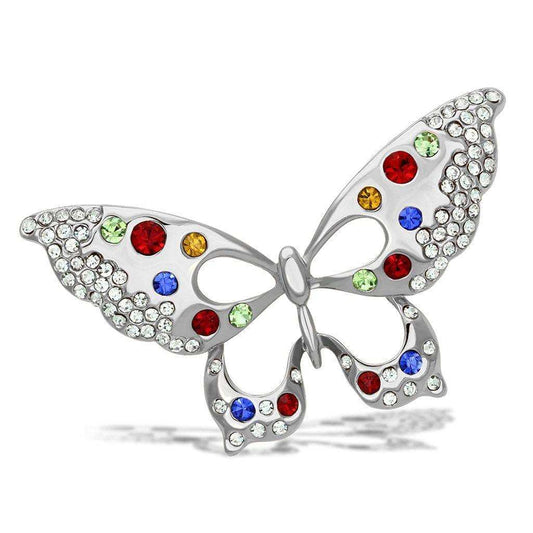 Alamode Imitation Rhodium White Metal Brooches with Top Grade Crystal in Multi Color - Alamode - Flyclothing LLC