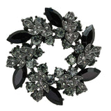 Alamode Ruthenium White Metal Brooches with Top Grade Crystal in Jet - Alamode - Flyclothing LLC