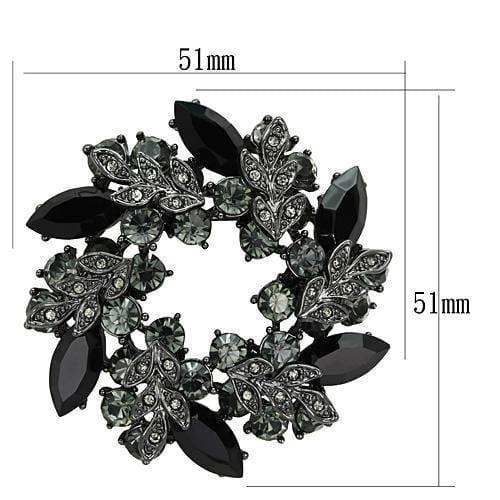 Alamode Ruthenium White Metal Brooches with Top Grade Crystal in Jet - Alamode - Flyclothing LLC