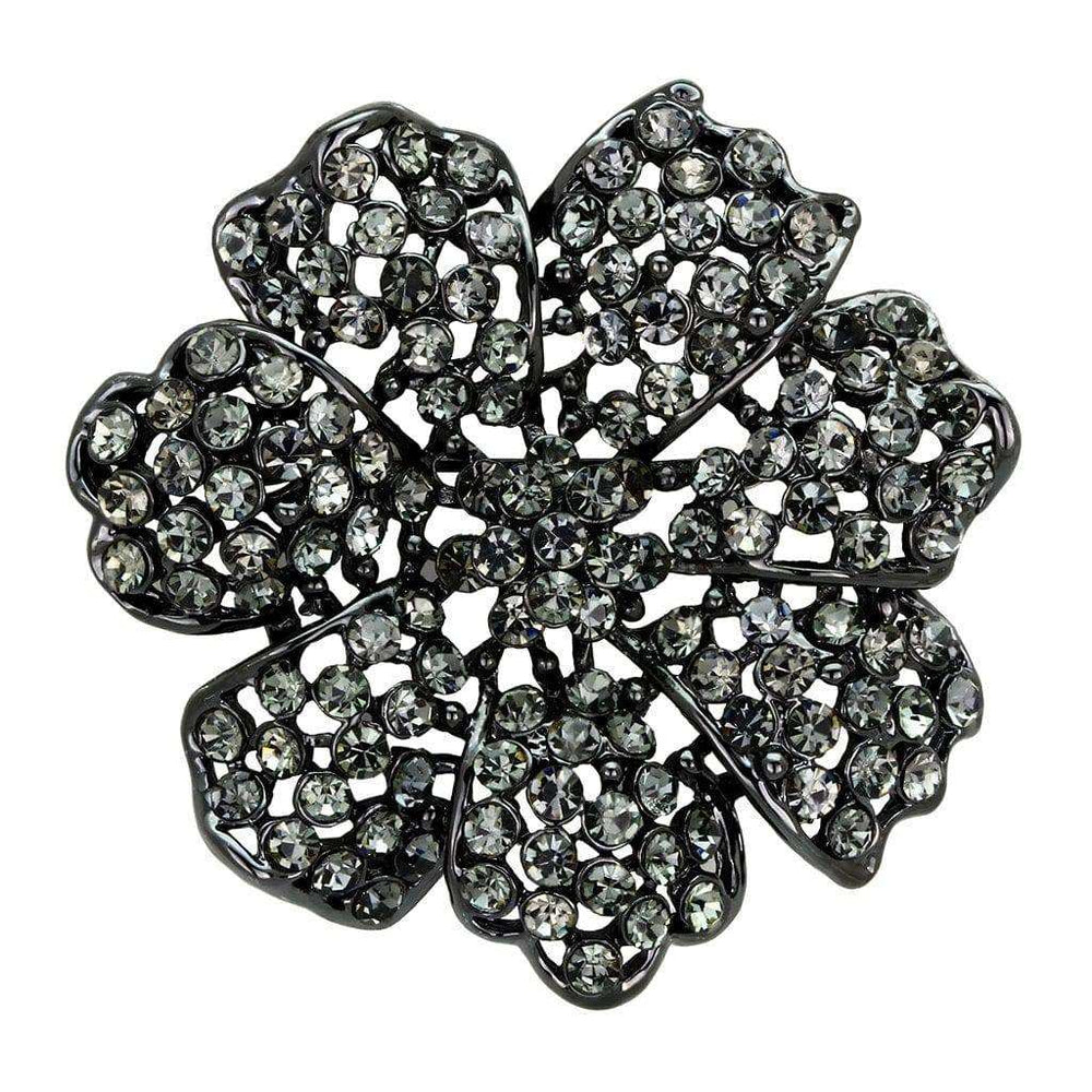 Alamode Ruthenium White Metal Brooches with Top Grade Crystal in Black Diamond - Alamode - Flyclothing LLC