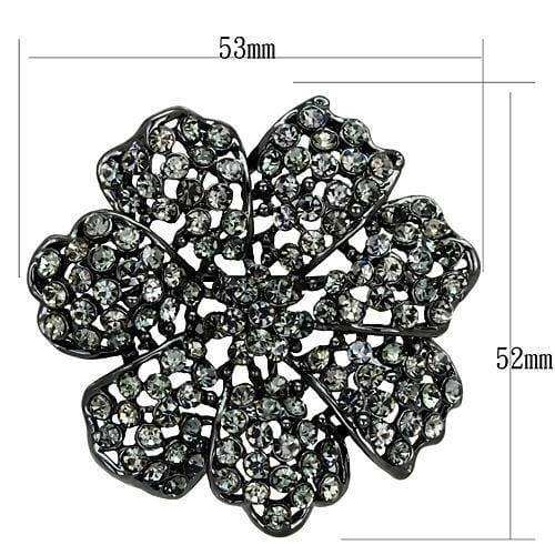 Alamode Ruthenium White Metal Brooches with Top Grade Crystal in Black Diamond - Alamode - Flyclothing LLC