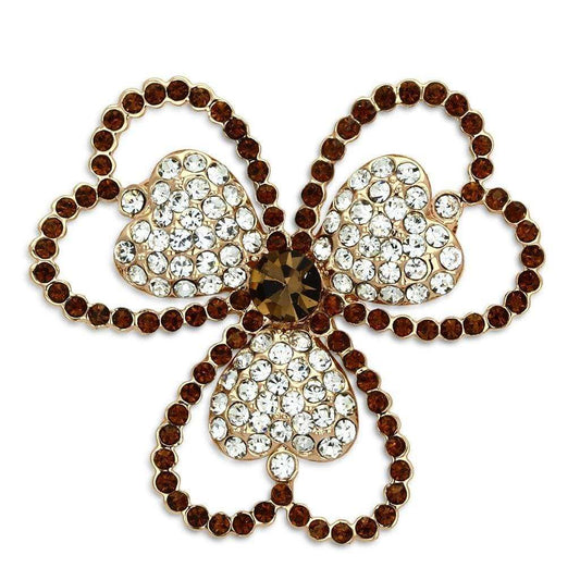 Alamode Flash Rose Gold White Metal Brooches with Top Grade Crystal in Smoked Quartz - Alamode - Flyclothing LLC