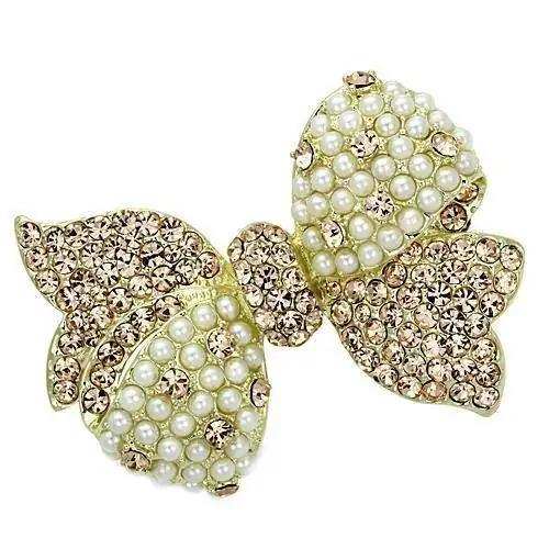 Alamode Flash Gold White Metal Brooches with Synthetic Pearl in White - Alamode - Flyclothing LLC