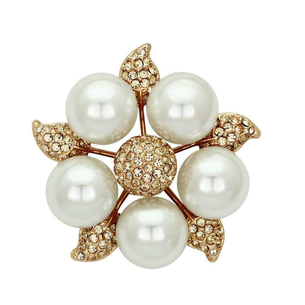 Alamode Flash Rose Gold White Metal Brooches with Synthetic Pearl in White - Alamode - Flyclothing LLC