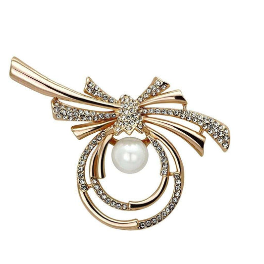 Alamode Flash Rose Gold White Metal Brooches with Synthetic Pearl in White - Alamode - Flyclothing LLC