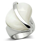 Alamode Rhodium Brass Ring with Synthetic Synthetic Stone in White - Alamode - Flyclothing LLC